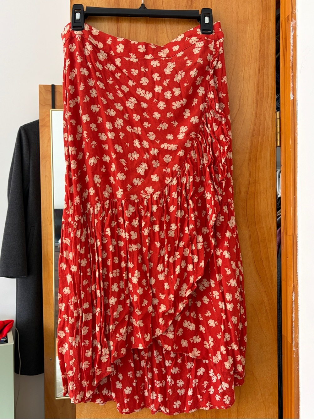 Madewell Red Floral High-Low Midi Dress